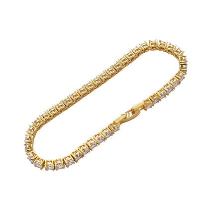 Tennis Bracelet Gold 4mm single row hip-hop