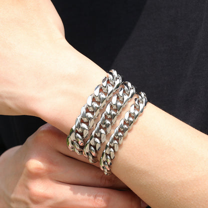 8mm Silver Stainless Steel Round Cuban Bracelet