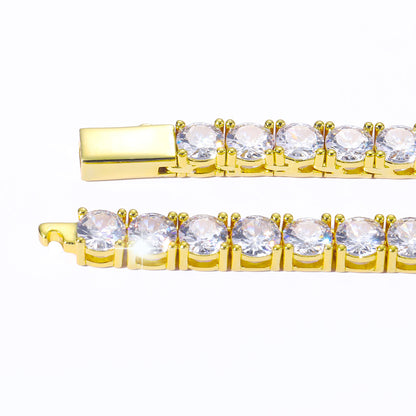 Golden 4mm Spring Buckle Tennis Bracelet