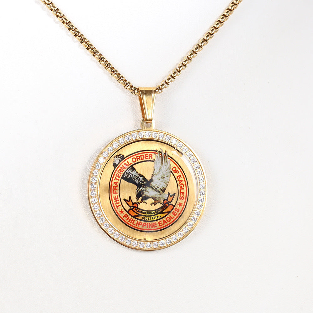 Eagle Disc Animal Pendant Necklace