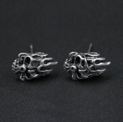 Flame Skull Stud Earrings