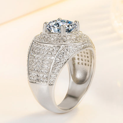 Diamond Domineering Ring with 18K Platinum Plated