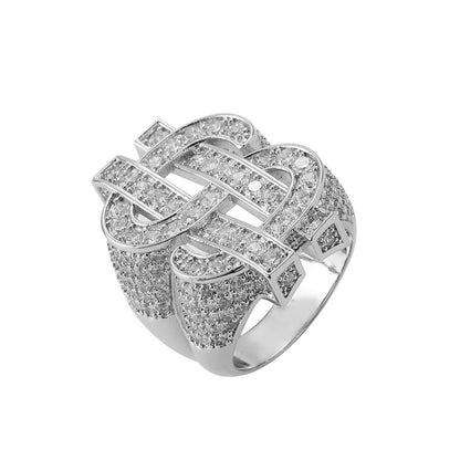 Rhineshtone Dollar Symbol Shaped Designed Diamond Ring