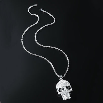 Rhinestone Skull Pendant Necklace