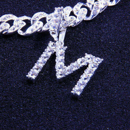 Alphabet Vermiculite Inlaid Diamond Cuban Bracelet