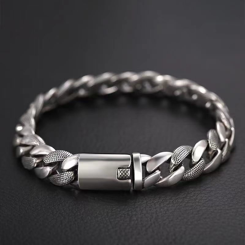 Silver Bracelet Rough Personality Cuban Bracelet