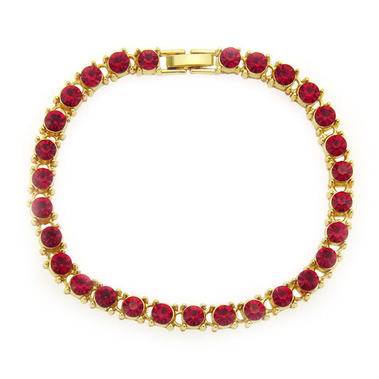 Single Row Drill Tennis Bracelet (golden background+red diamond)