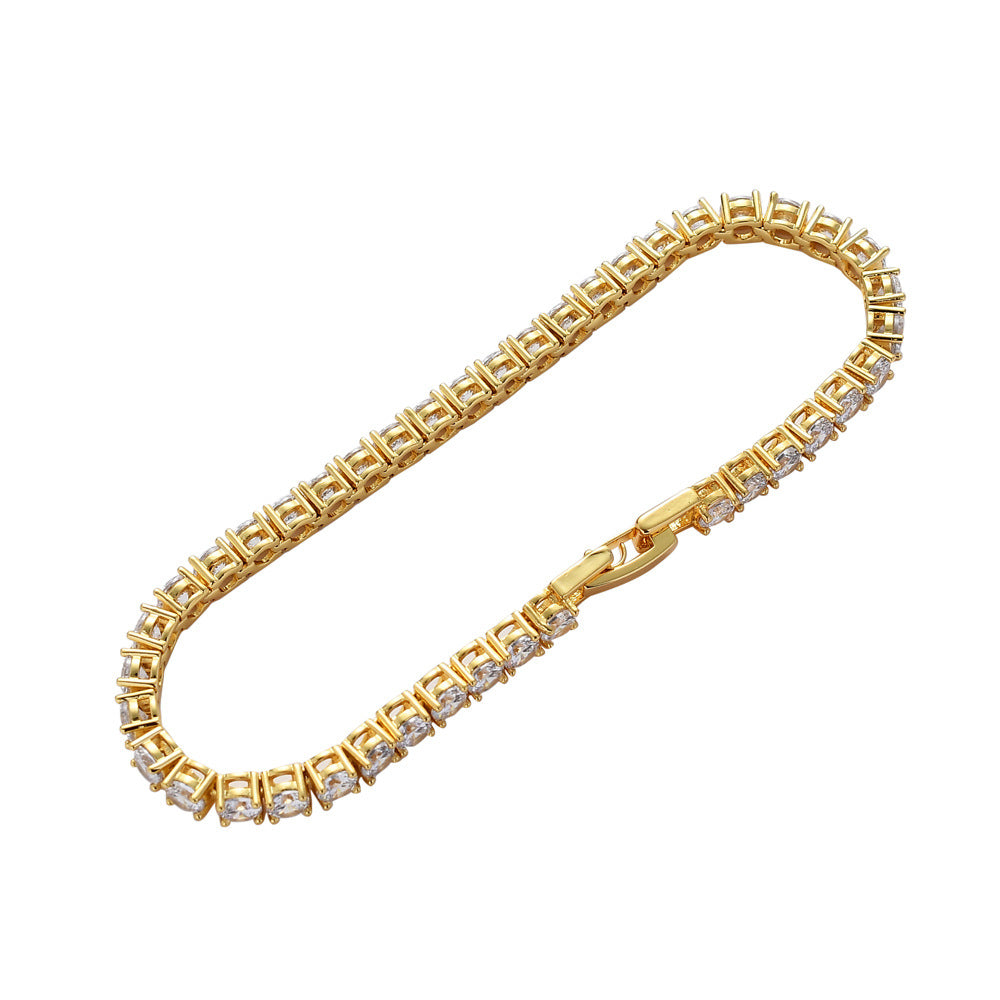 Tennis Bracelet Gold 5mm single row hip -hop