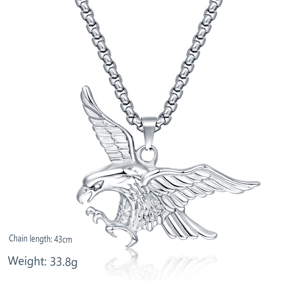 Silver Eagle Animal Pendant Necklace
