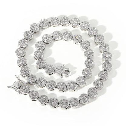 20in Silver flower Petals Round Diamond Chain
