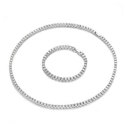 Silver 8in 4mm Tennis Chain Rhinestone Set Assembly