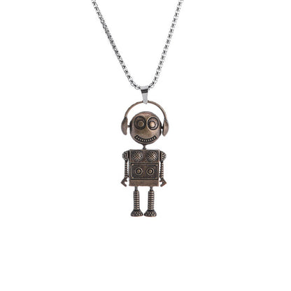 Retro Copper Music Robot Pendant Sweater Chain