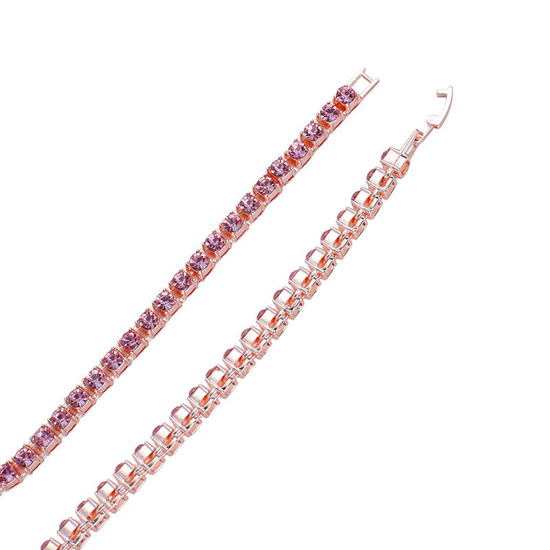 5mm Pink Diamond Row Tennis Chain
