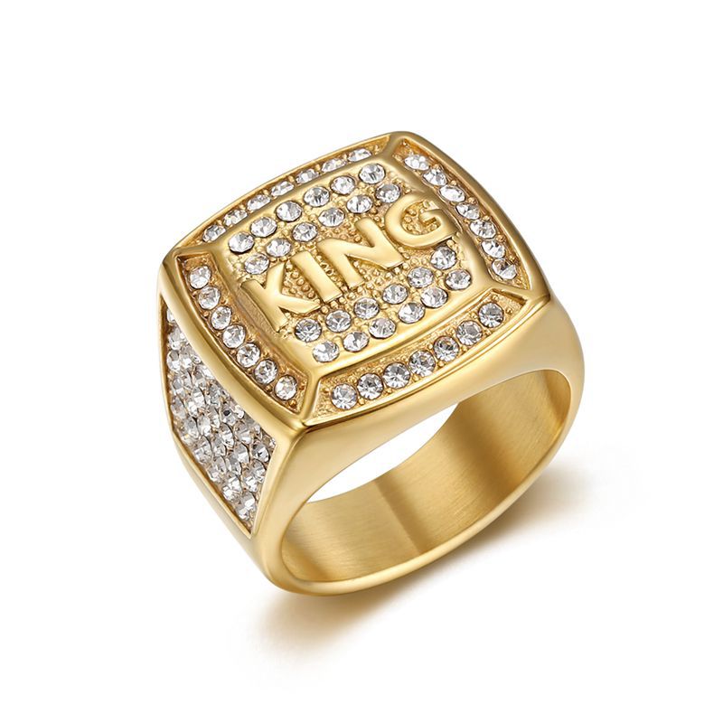 Gold -plated Rhinestone King Diamond Ring