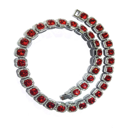 Silver Red Glass Diamond Chain
