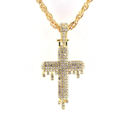 Stylish Cross Pendant Inlaid Diamond Necklace