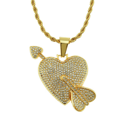 Heart Struck by Cupid's Arrow Pendant Necklace