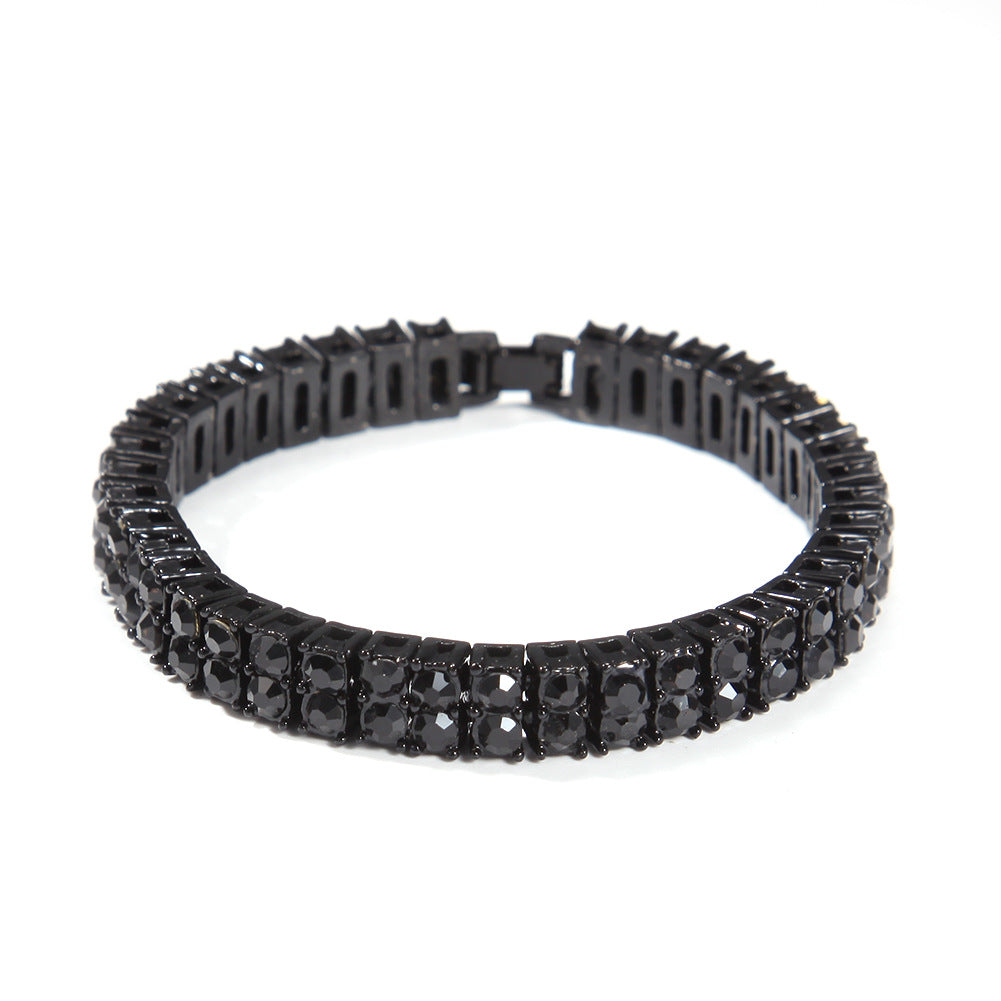 Silver Alloy 2 Rows of Drilling Tennis Bracelet