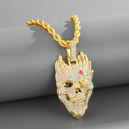 Hip-Hop Skull Iced Out Pendant Necklace