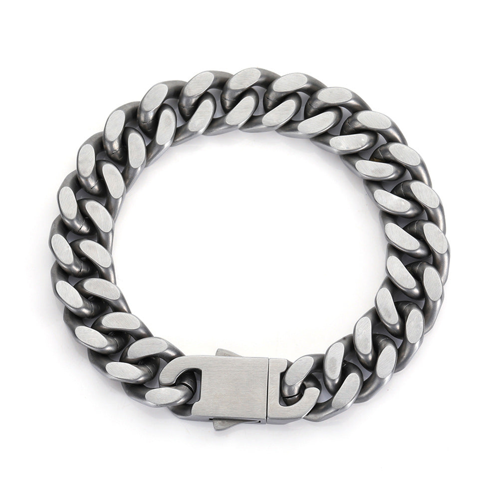 Punk Stainless Steel Frosted Cuban Bracelet