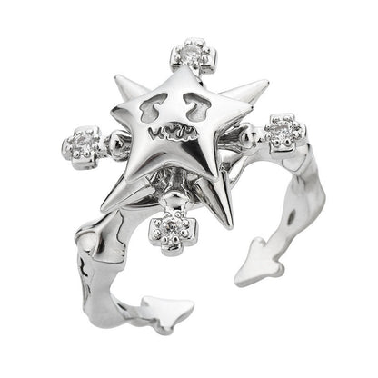 Lucky Star Compass Rotating Open Designed Ring