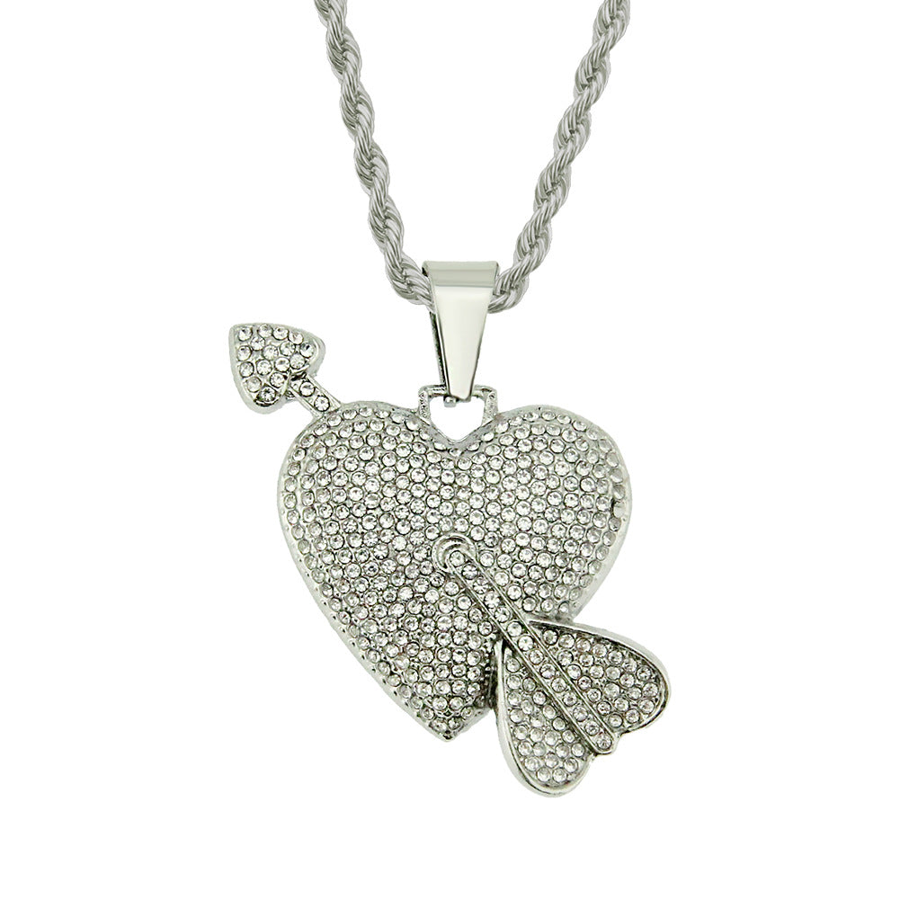 Heart Struck by Cupid's Arrow Pendant Necklace