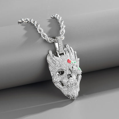 Hip-Hop Skull Iced Out Pendant Necklace