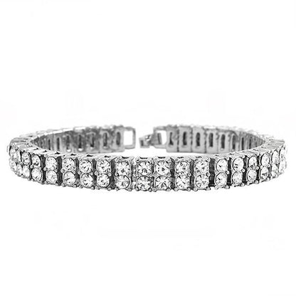 Silver Alloy 2 Rows of Drilling Tennis Bracelet