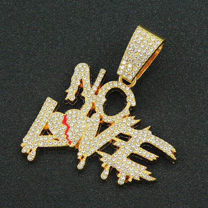 NOLOVE Rhinestone Letters Pendant Necklace