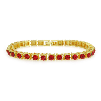 Single Row Drill Tennis Bracelet (golden background+red diamond)