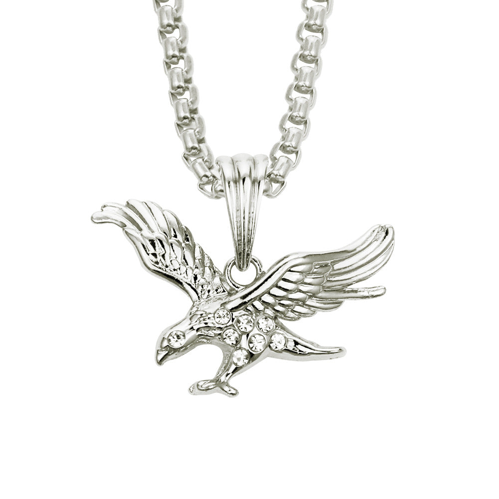 Diamond Inlaid Eagle Animal Pendant Necklace