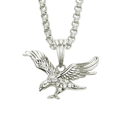 Diamond Inlaid Eagle Animal Pendant Necklace