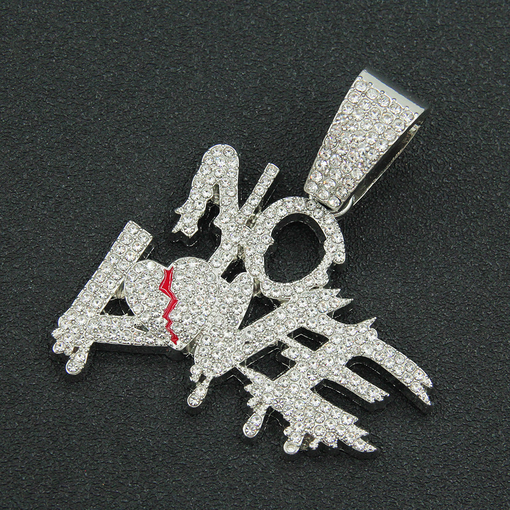 NOLOVE Rhinestone Letters Pendant Necklace