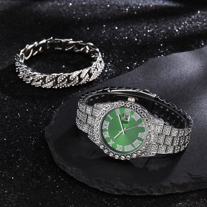 Full Diamond Luxury Watches and Cuban bracelets Combine