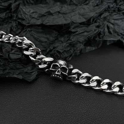 Titanium Skull Chain Cuban Bracelet