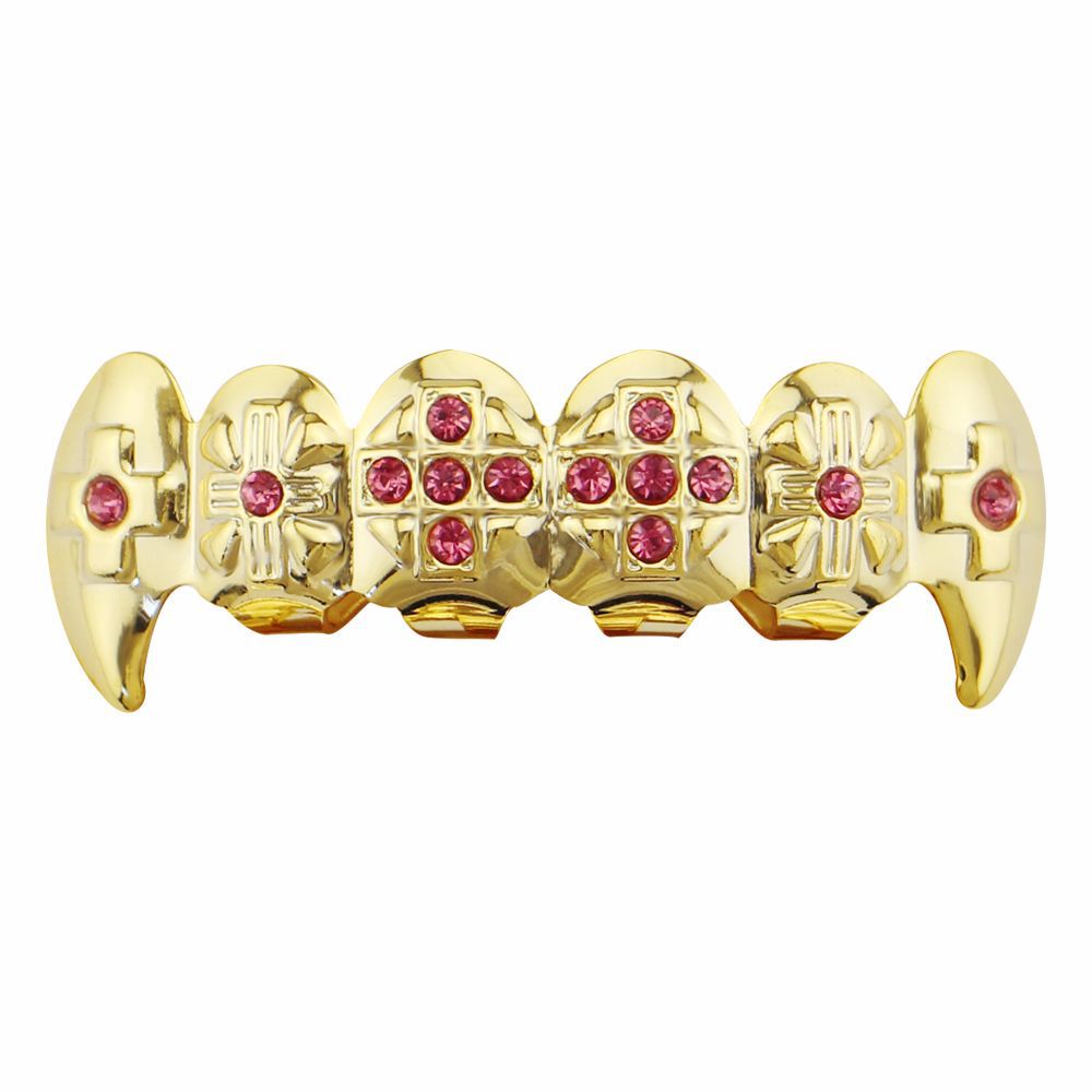 18K Gold Teeth -Plated Red Drilling Vampire Braces