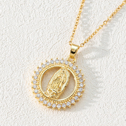 Virgin Mary Hollowed-out Pendant Necklace