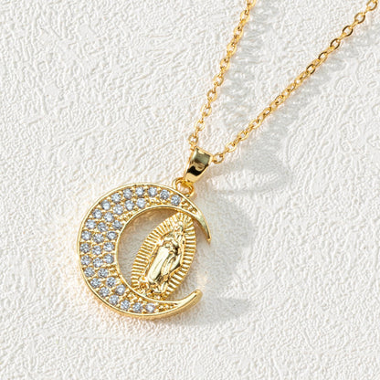 Virgin Mary Hollowed-out Pendant Necklace