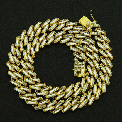 Square Gems Geometric Cuban Chain Necklace