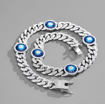 The Eye of the Silver Devil Cuban Chain