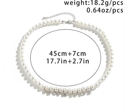 White Pearl Chain Diamond Necklace