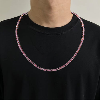 5mm Pink Diamond Row Tennis Chain