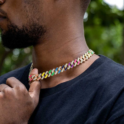 Hip Hop Style Rainbow Diamond Cuban Bracelet