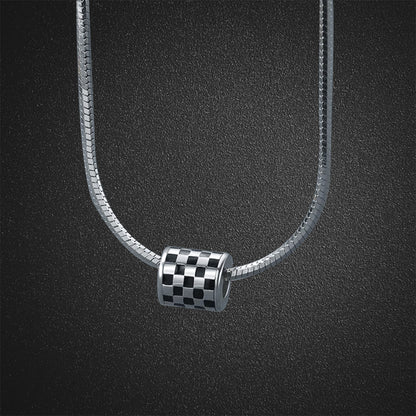 Checkerboard Snake Bone Chain Necklace