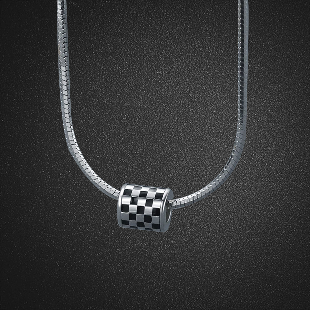 Checkerboard Snake Bone Chain Necklace