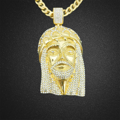 Gold Plated Diamond Lord Jesus Pendant Necklace