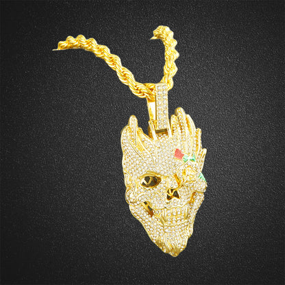 Hip-Hop Skull Iced Out Pendant Necklace