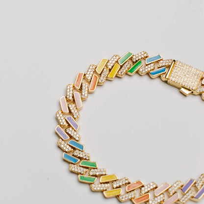 Hip Hop Style Rainbow Diamond Cuban Bracelet