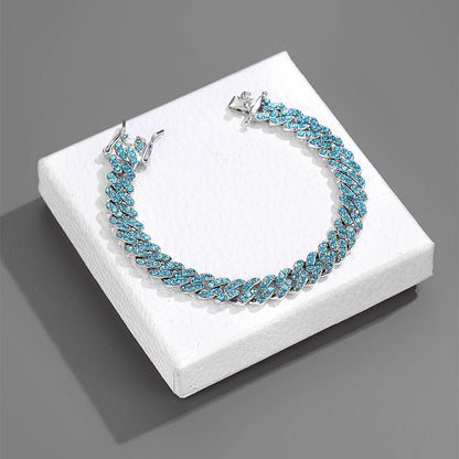 Ocean Blue Cuban Diamond Bracelet