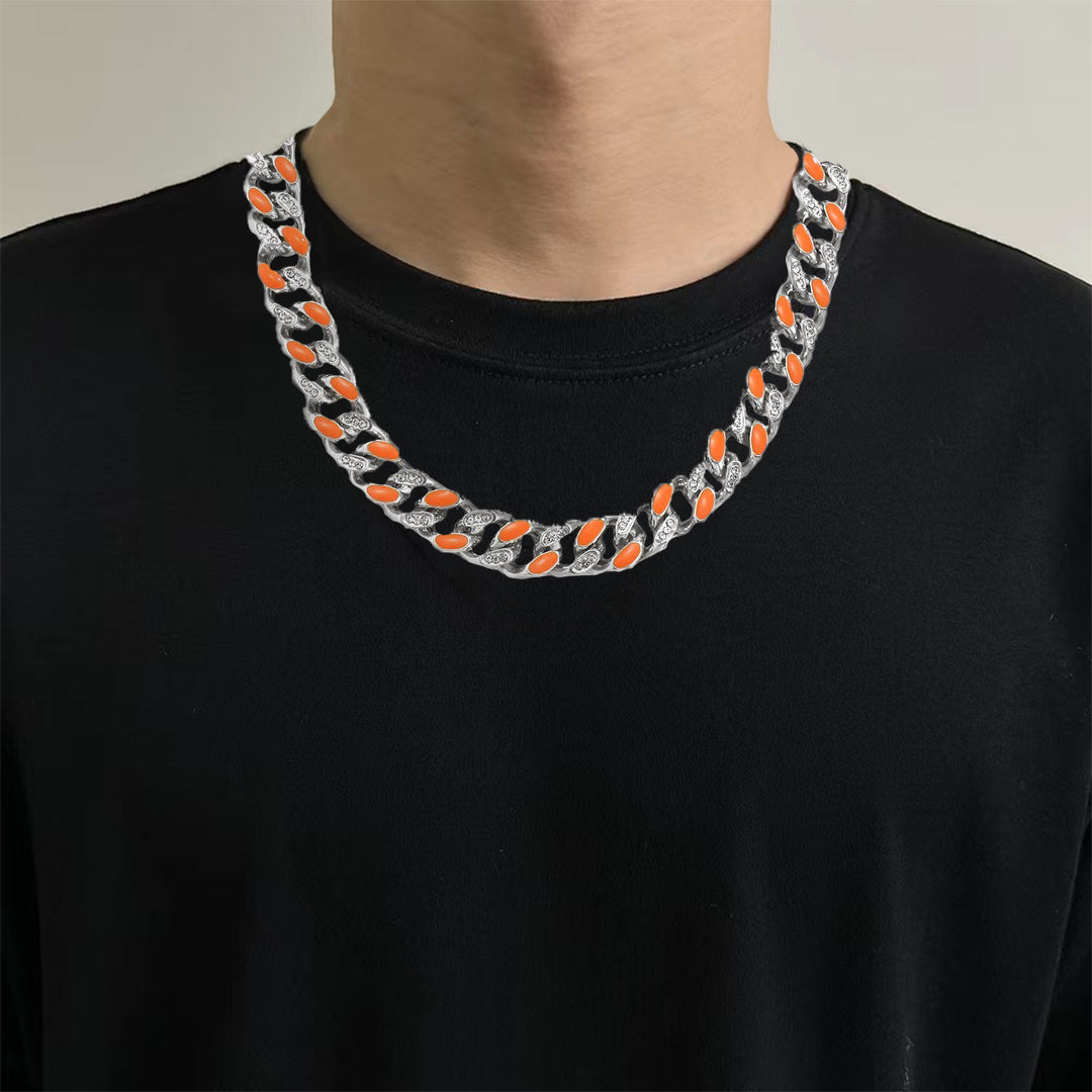 Paint Oil Color Cuban Chain Buckle Necklace